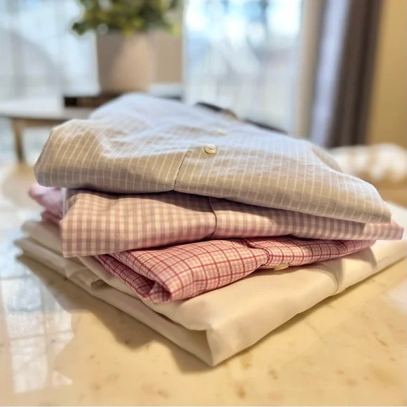 Men’s Slim Fit Dress Shirt Pink Plaid Size Small - Picture 3 of 3